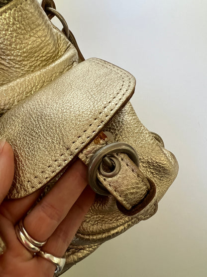 Y2K Metallic Leather Shoulder Bag