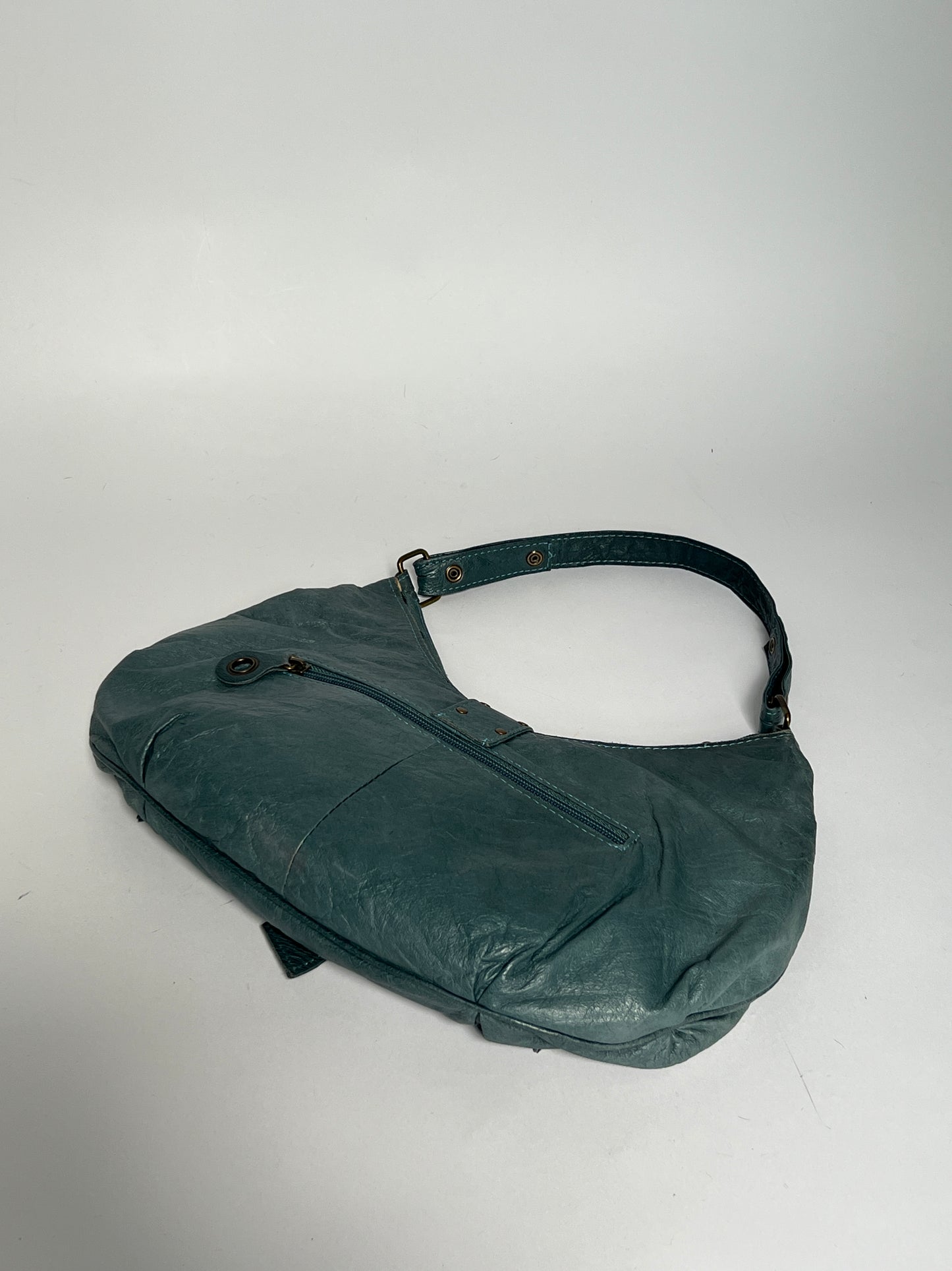 Teal Y2K Pony Hair Hobo Bag