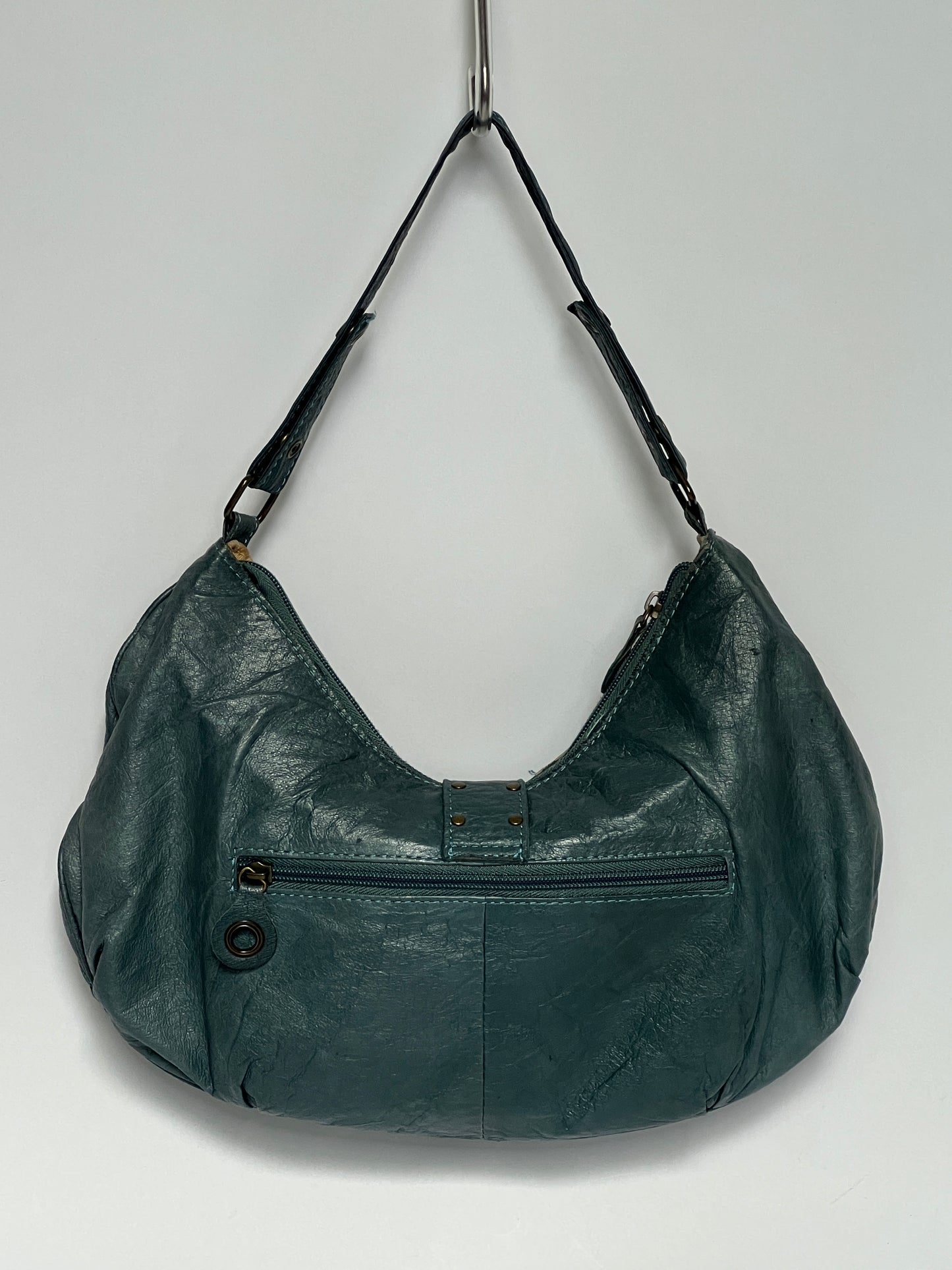 Teal Y2K Pony Hair Hobo Bag