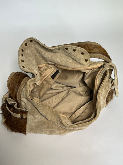 Taupe Suede Cowhide Studded Bag
