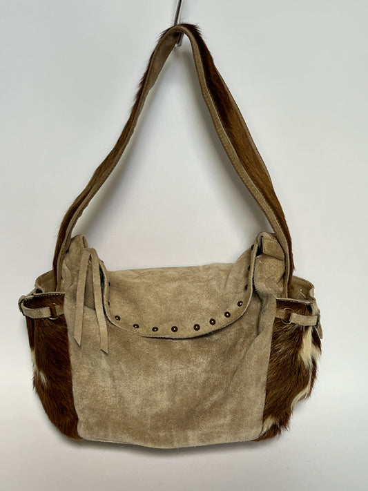 Taupe Suede Cowhide Studded Bag