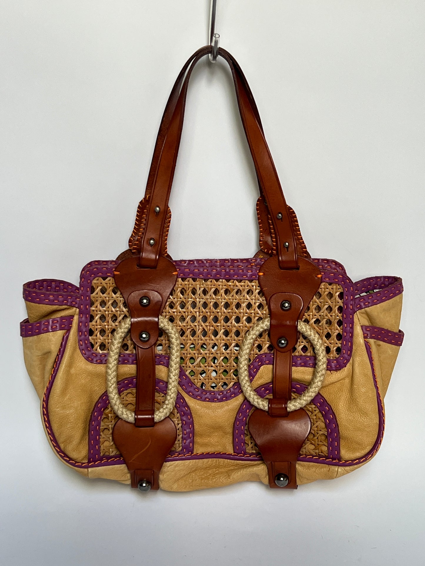 Y2K Wicker/ Leather Bag