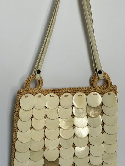 Raffia Shell Shoulder Bag