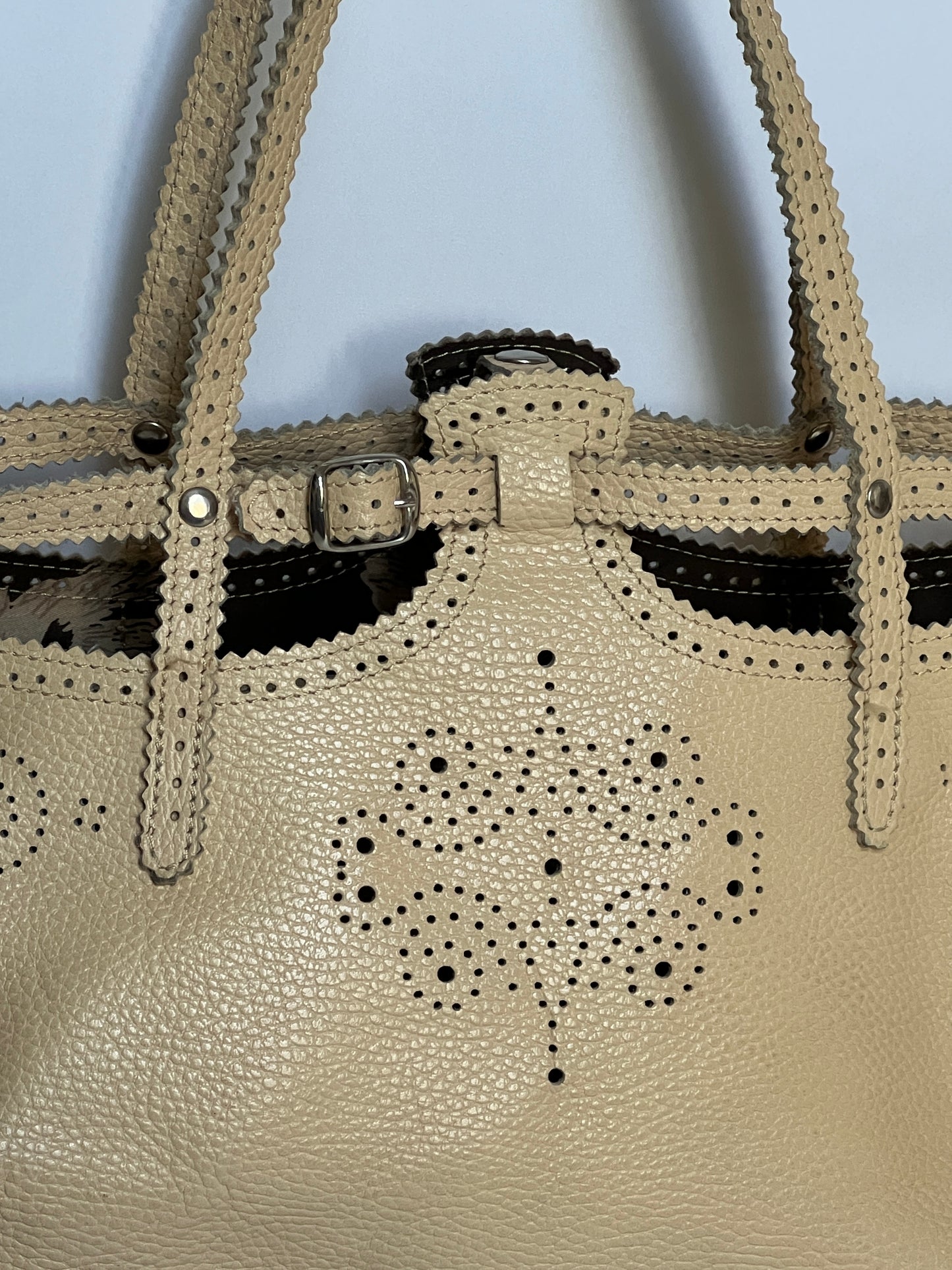 French Leather Laser Cut Tote