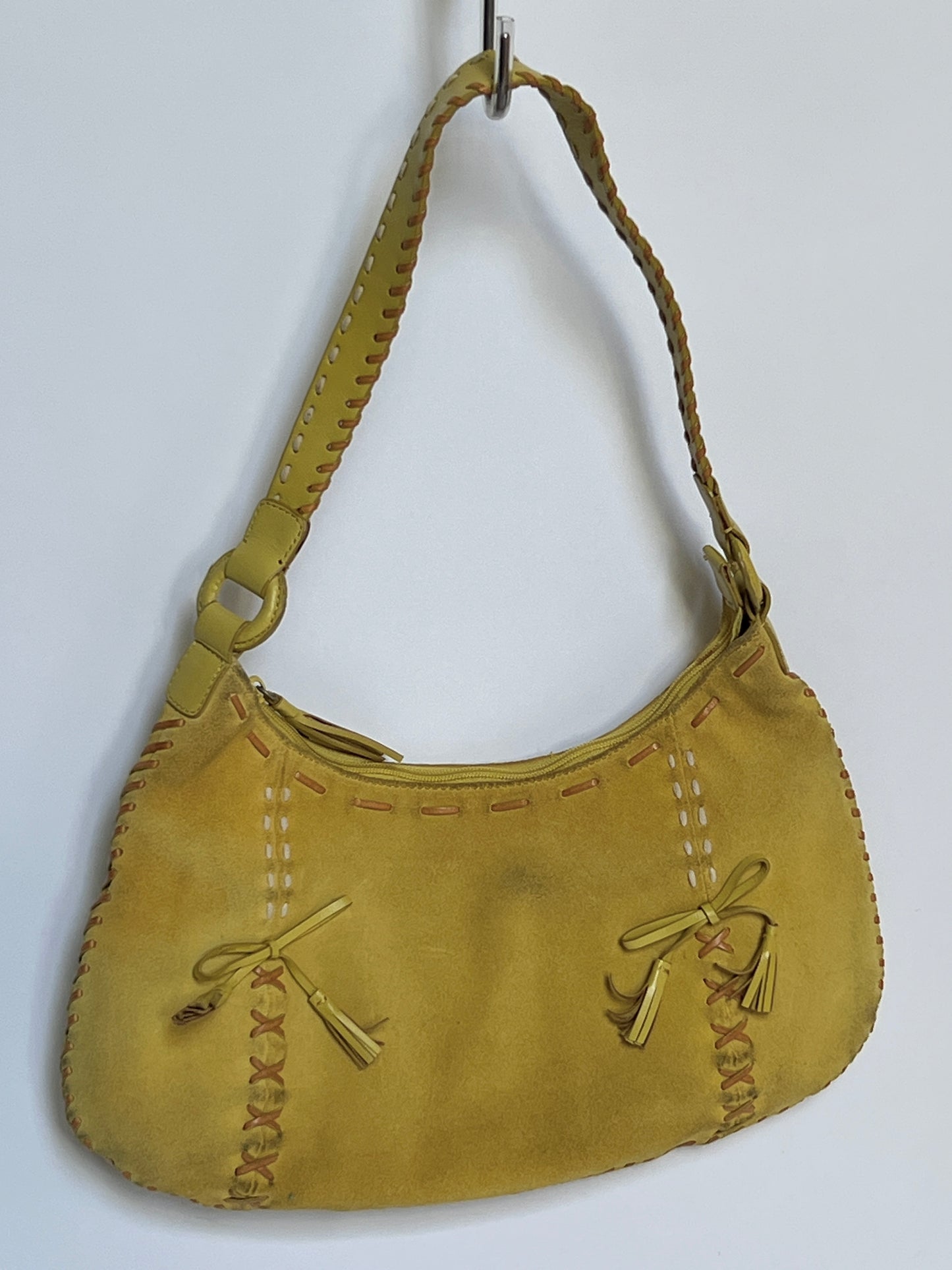 Italian Yellow Suede Hobo Bag