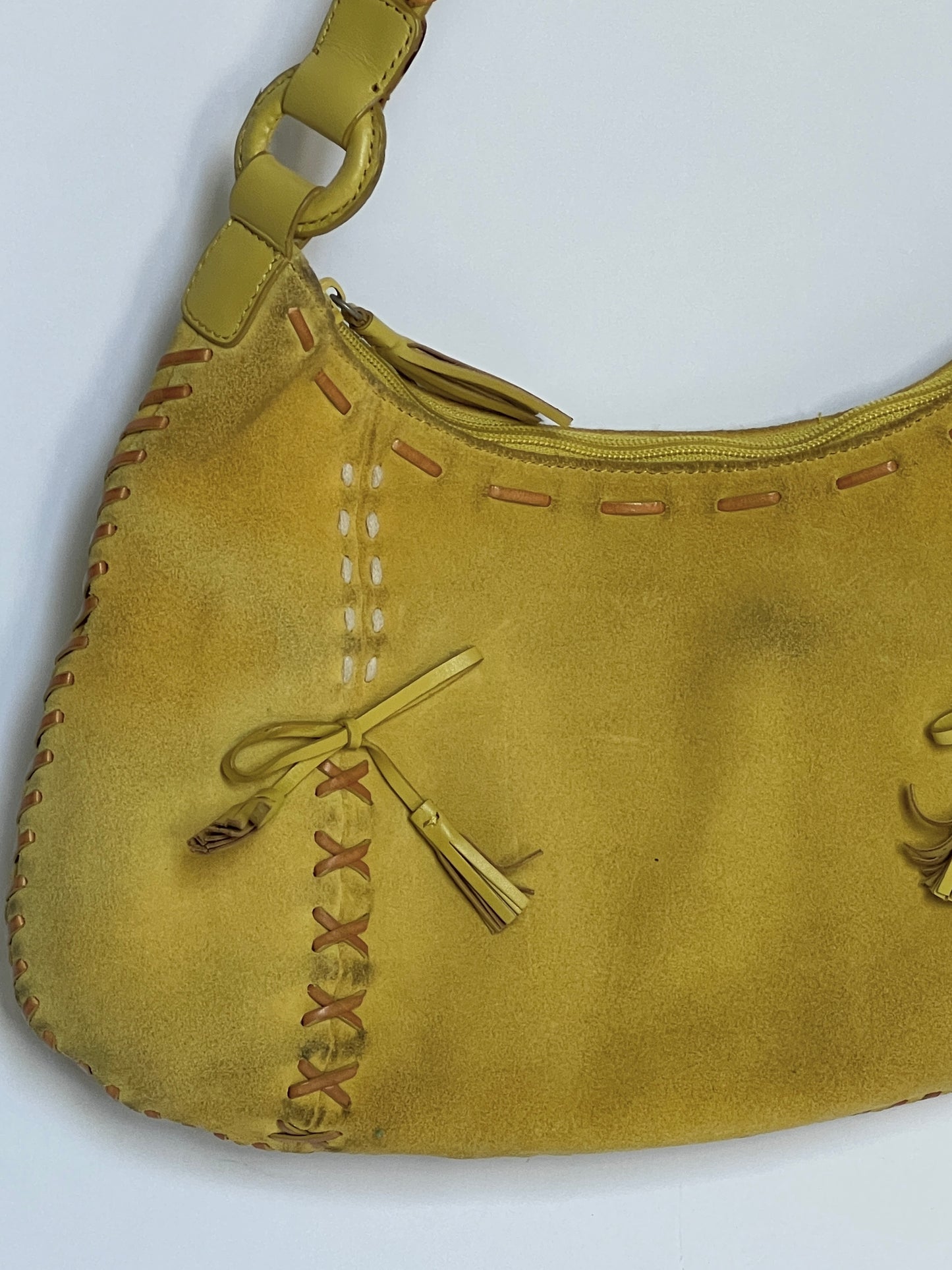 Italian Yellow Suede Hobo Bag