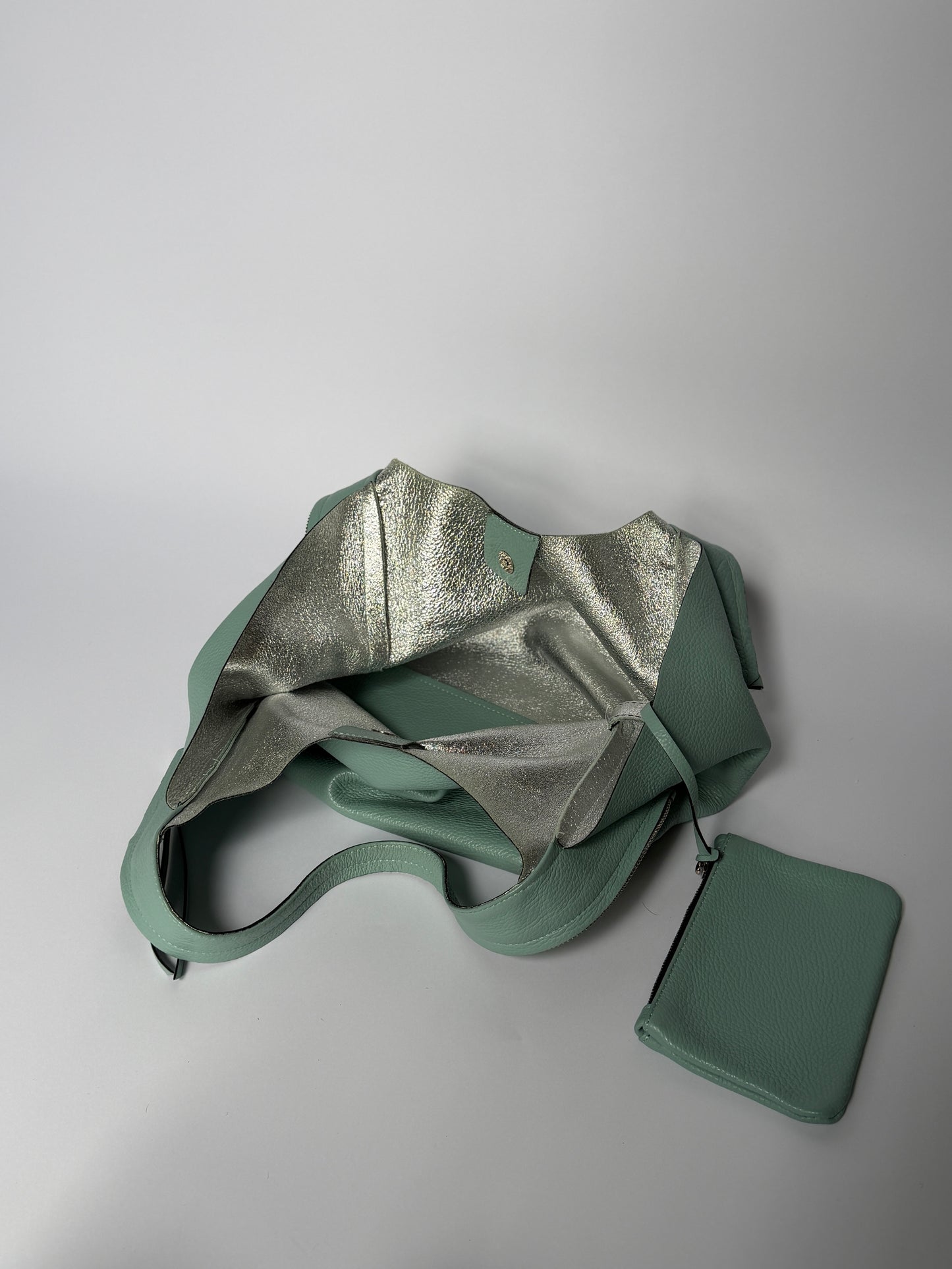 Soft Mint Green Italian Leather Tote