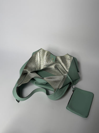 Soft Mint Green Italian Leather Tote