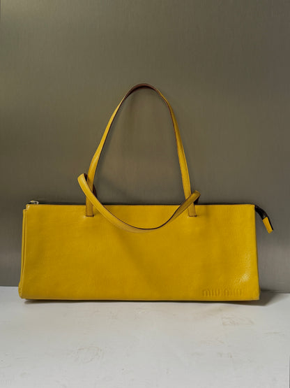 Miu Miu Vintage Yellow East-West Leather Tote