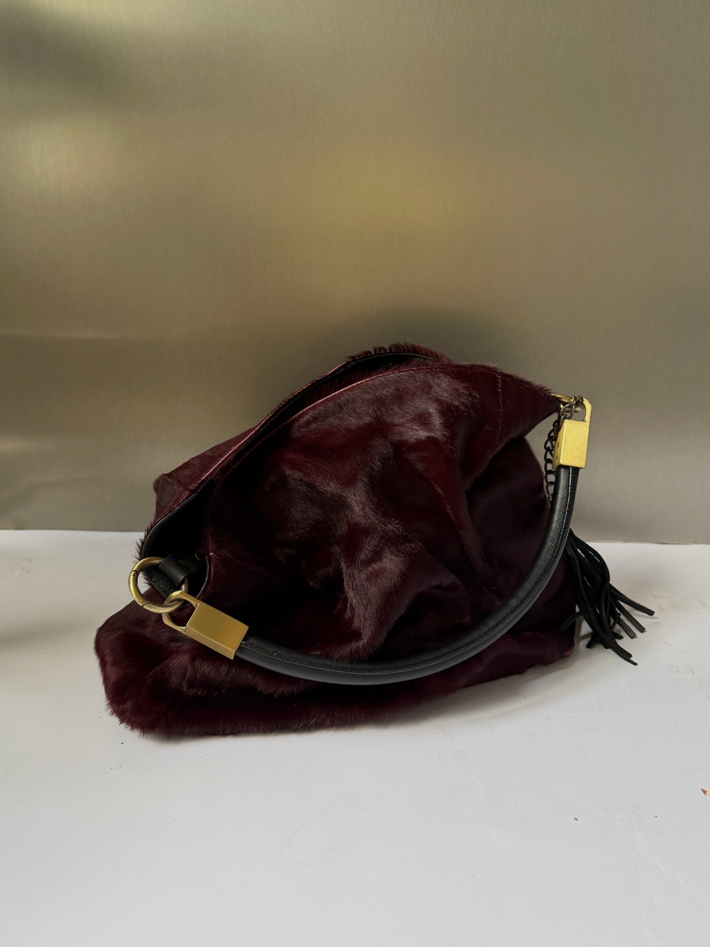 Vintage Bordeaux Made in Italy Pony Hair Tote