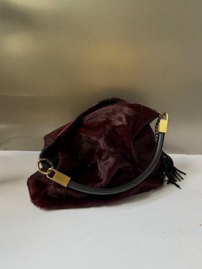 Vintage Bordeaux Made in Italy Pony Hair Tote