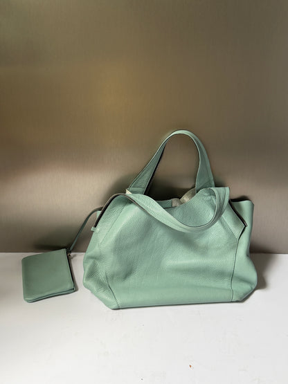 Soft Mint Green Italian Leather Tote