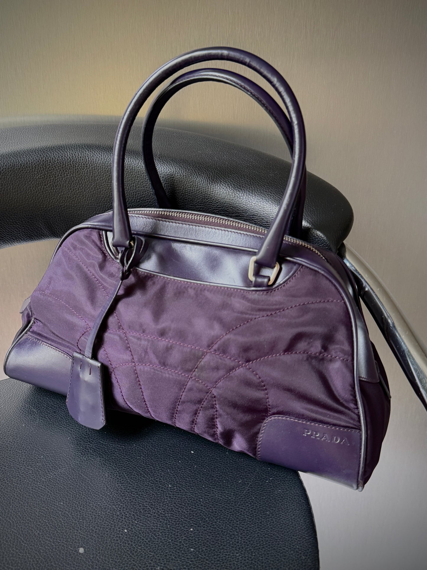 Prada Deep Eggplant Mini Bowler Bag