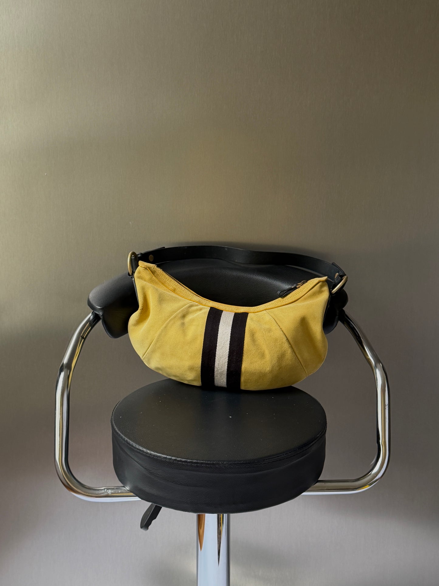 Bally Trainspotting Yellow Suede Hobo Bag
