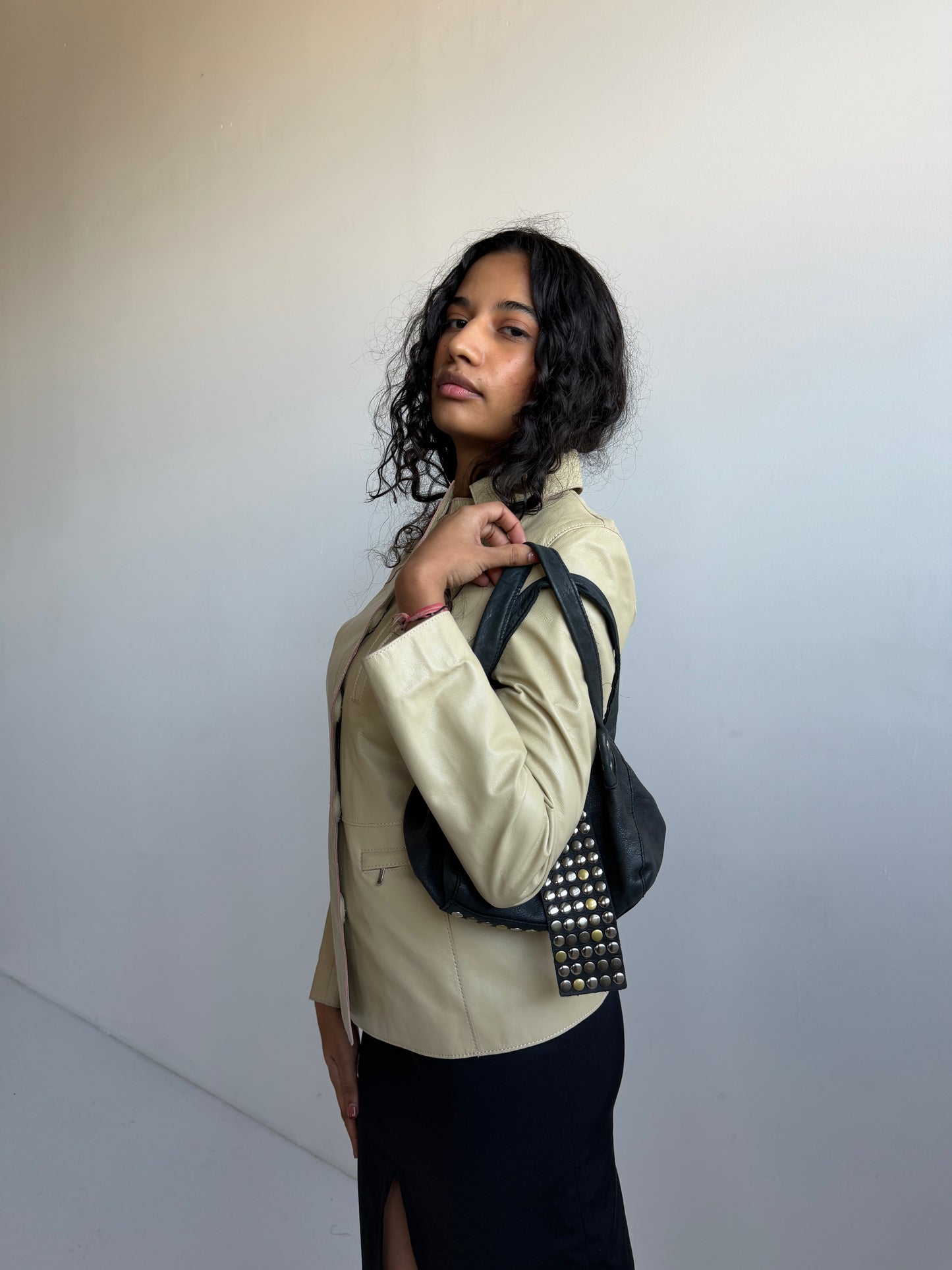 Black Hobo Mix Metal Studded Bag — Mini