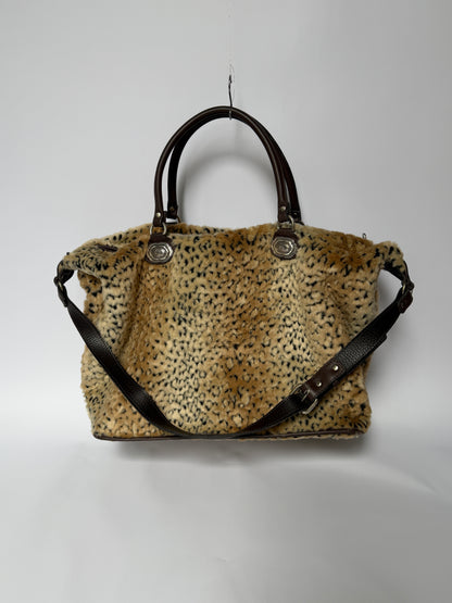 Leopard Print Faux Fur Boston Duffle Bag