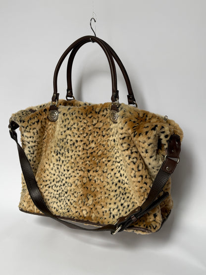 Leopard Print Faux Fur Boston Duffle Bag