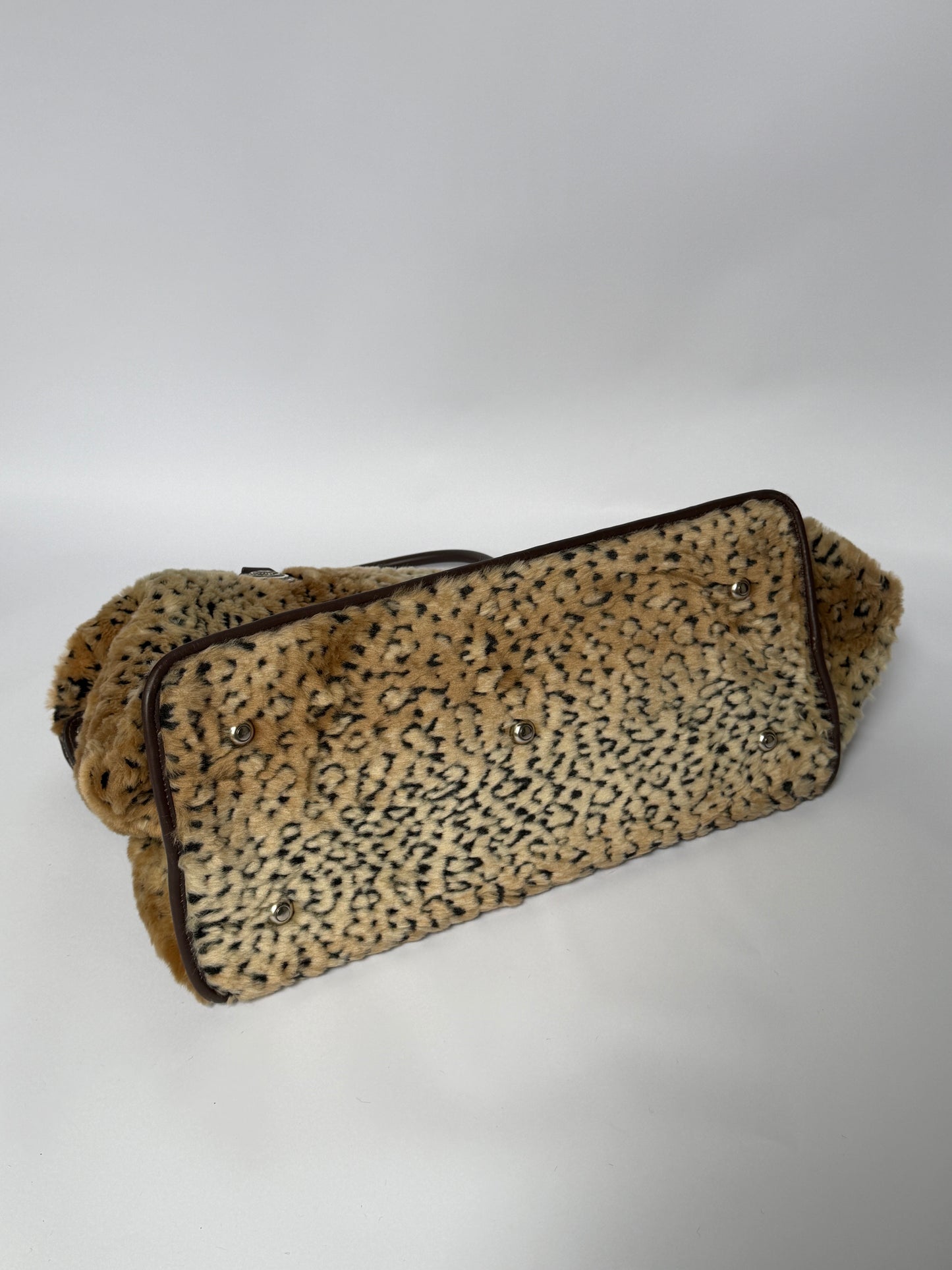 Leopard Print Faux Fur Boston Duffle Bag