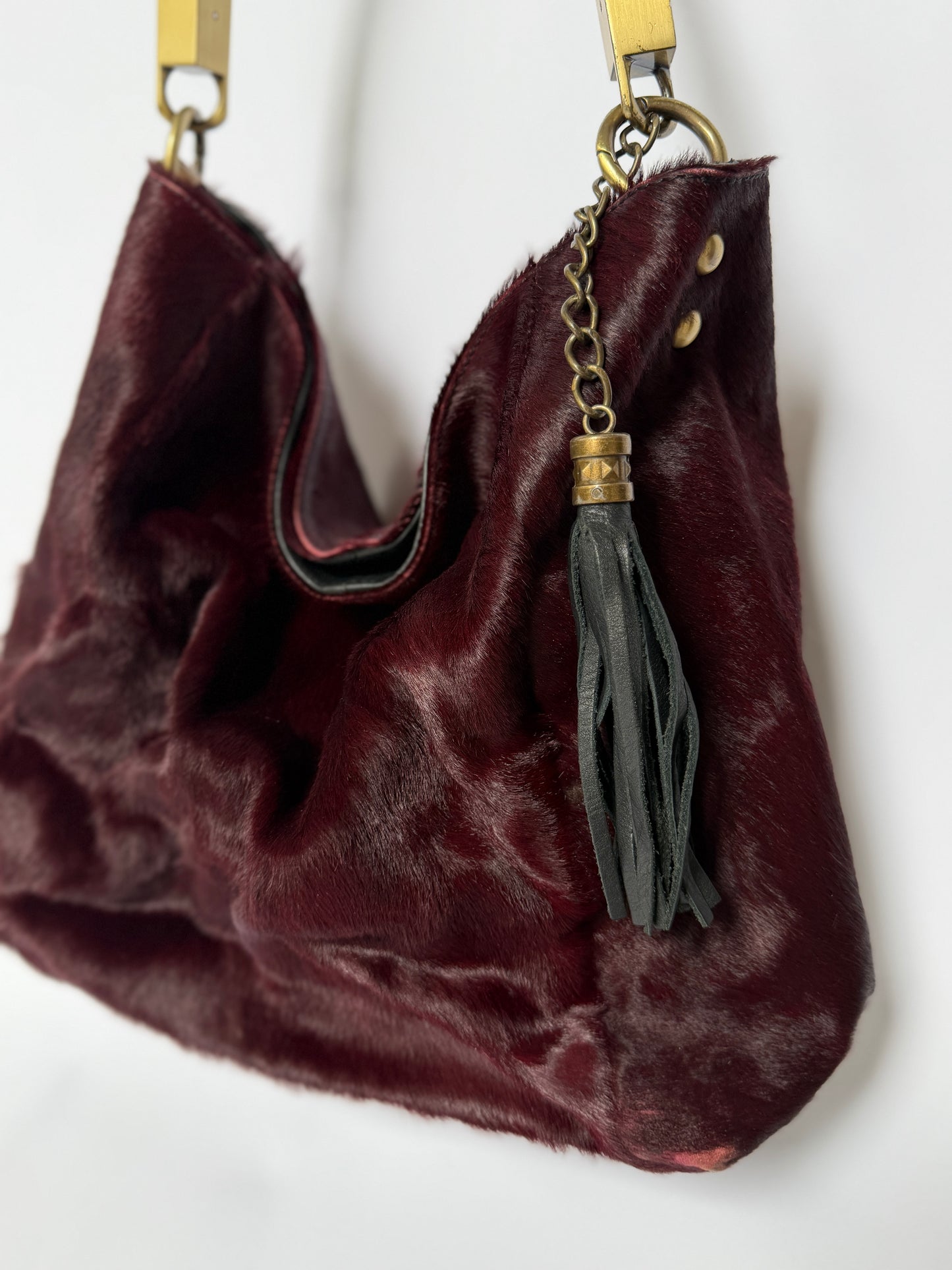 Vintage Bordeaux Made in Italy Pony Hair Tote
