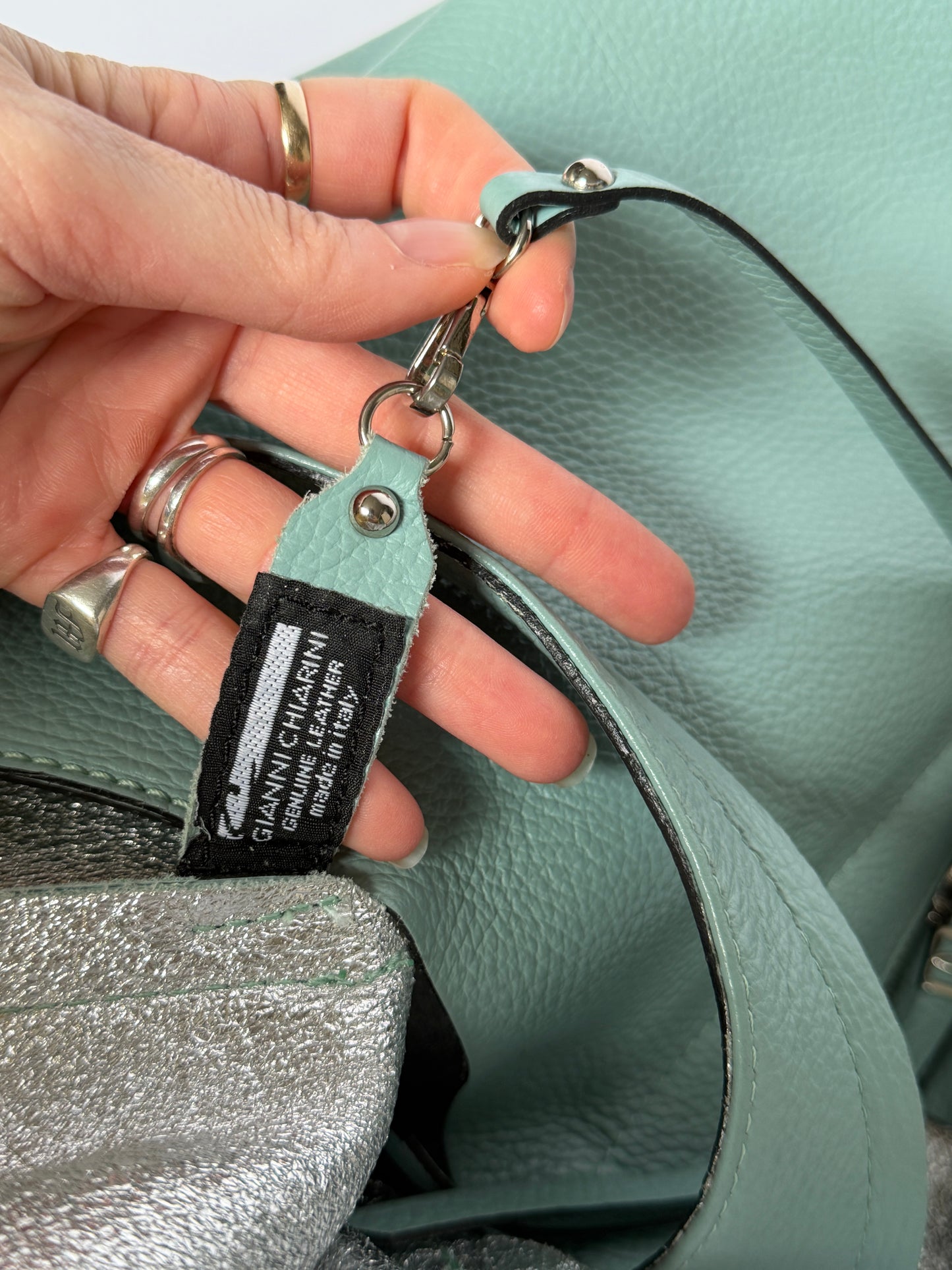 Soft Mint Green Italian Leather Tote