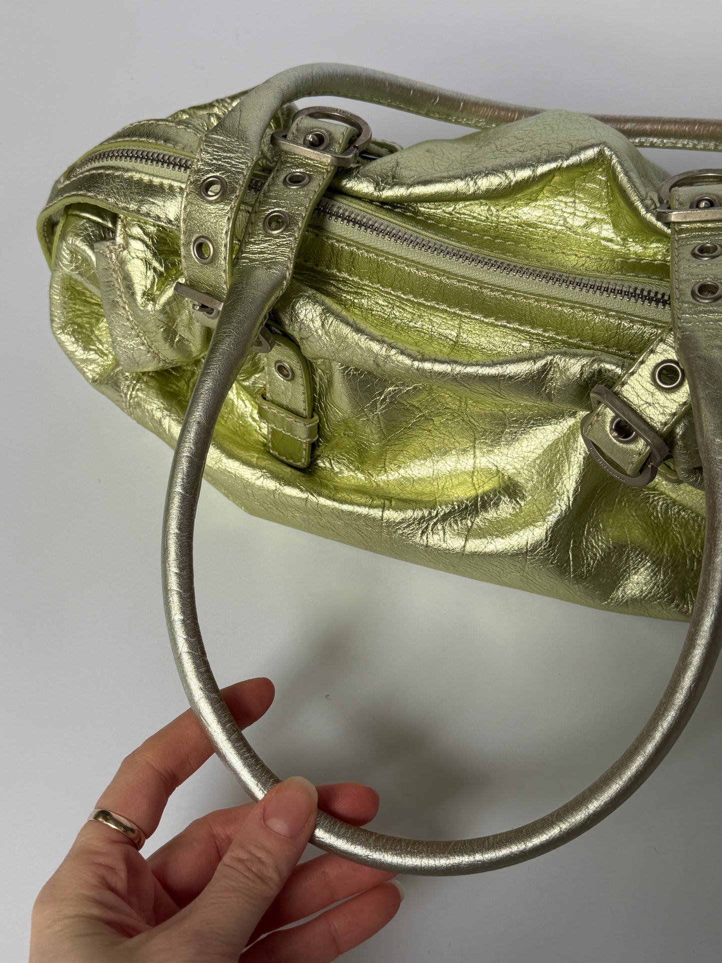 Italian Mint Metallic Shoulder Bag