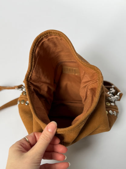 Mixed Metal Studded Shoulder Bag