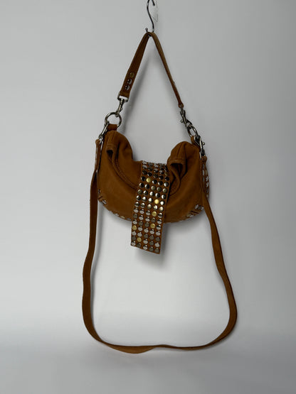 Mixed Metal Studded Shoulder Bag