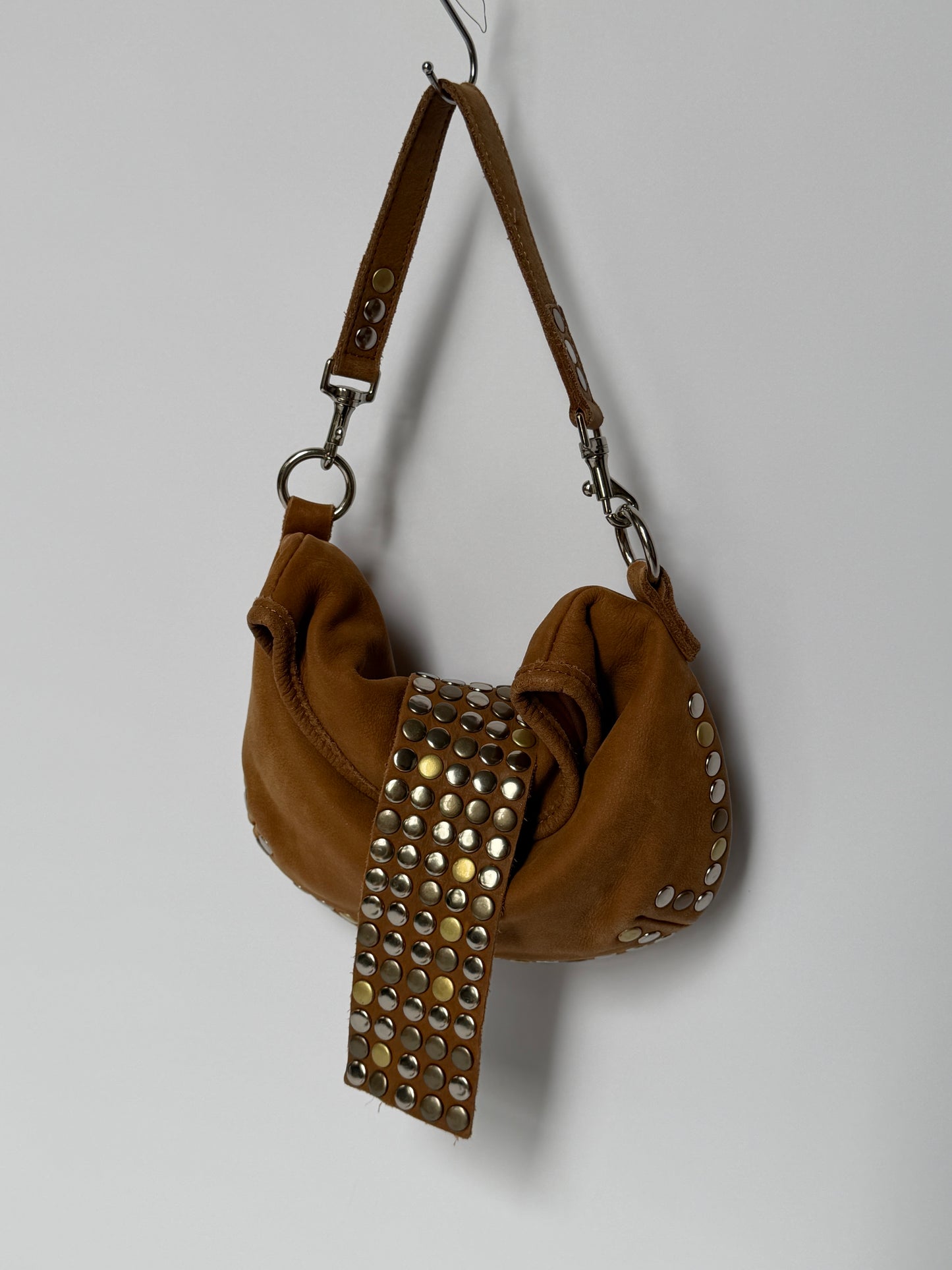 Mixed Metal Studded Shoulder Bag