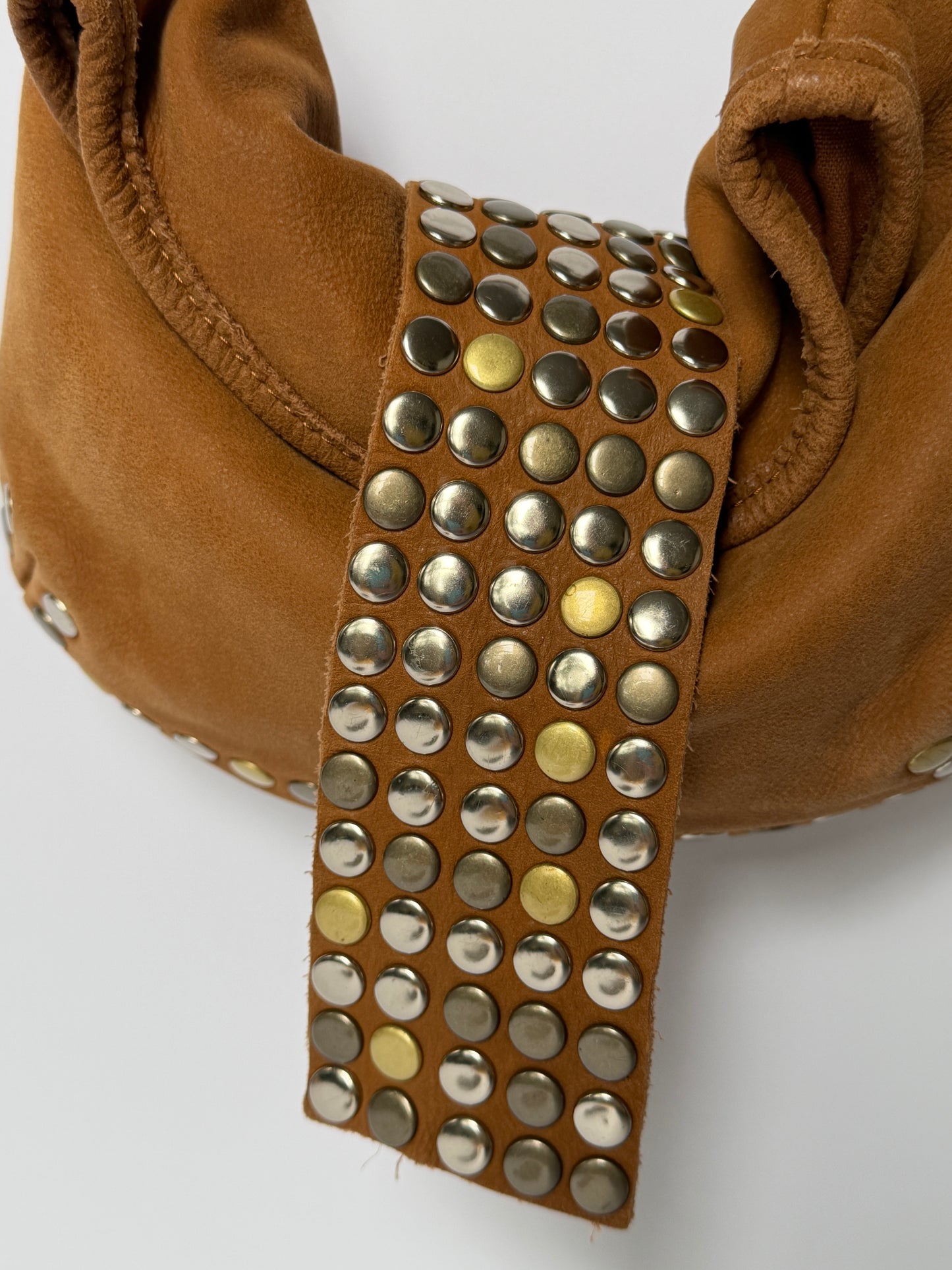 Mixed Metal Studded Shoulder Bag