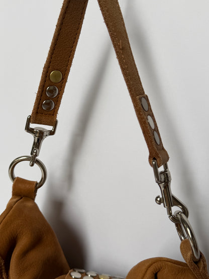 Mixed Metal Studded Shoulder Bag