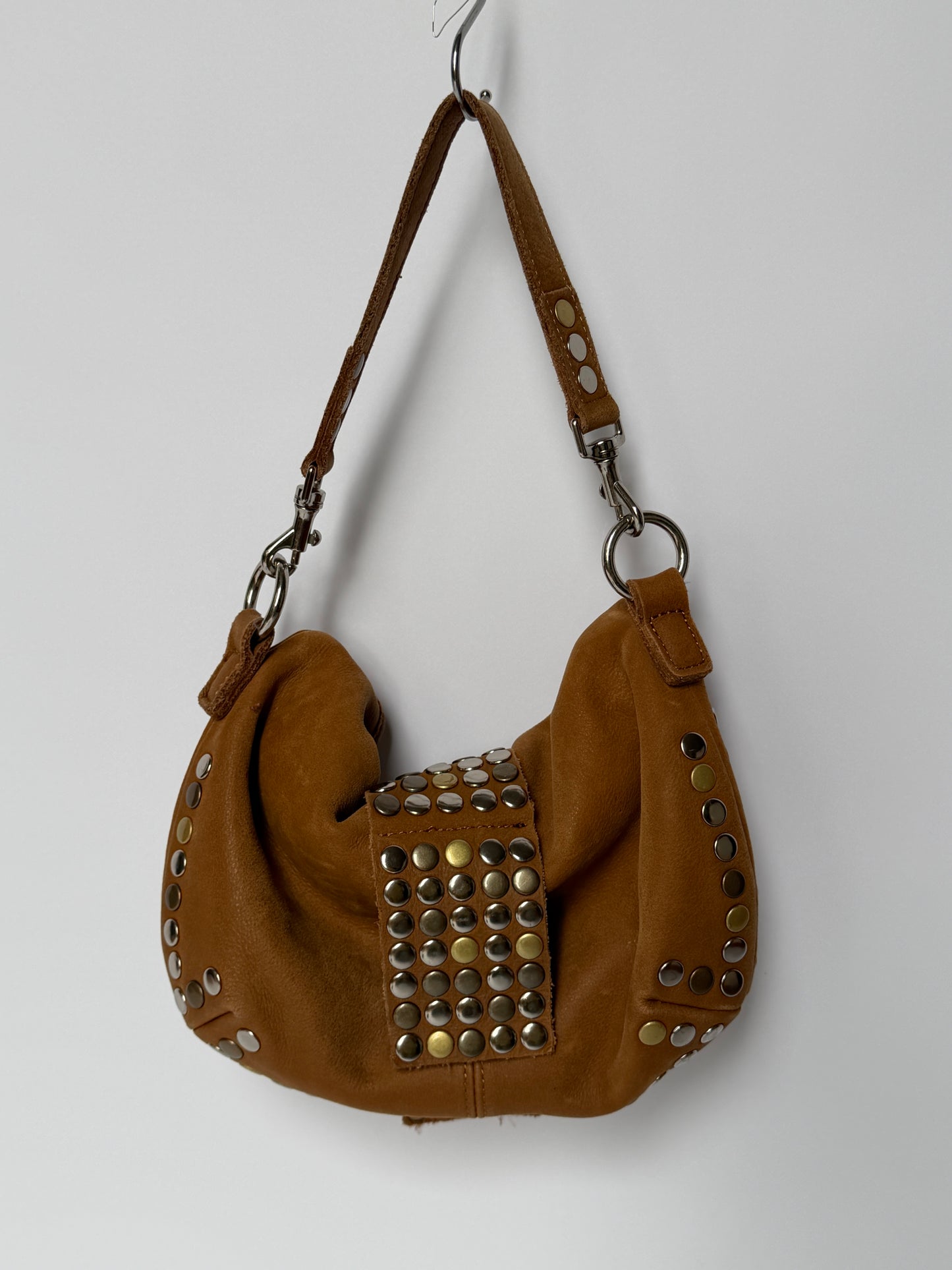 Mixed Metal Studded Shoulder Bag