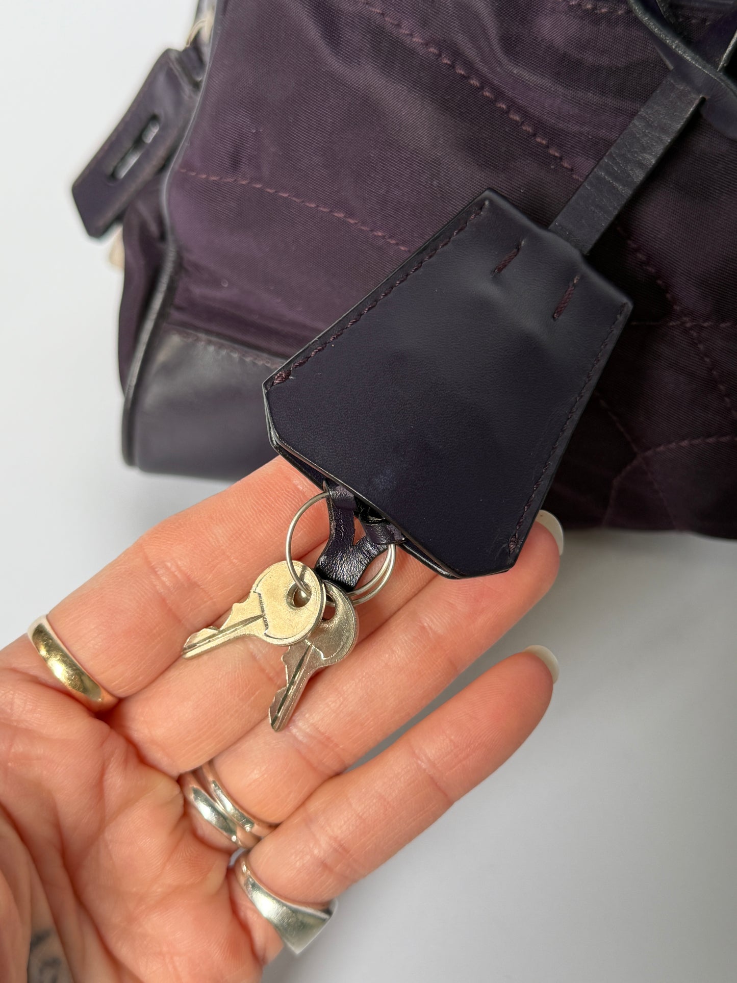 Prada Deep Eggplant Mini Bowler Bag