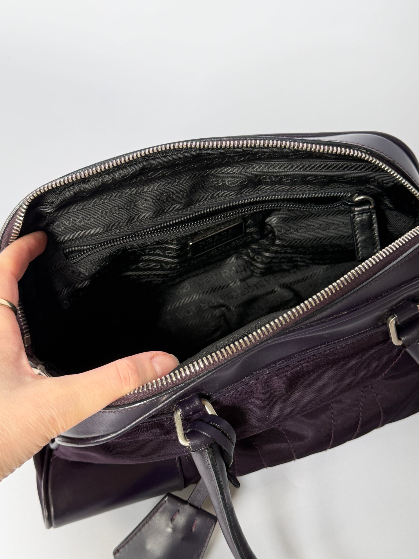 Prada Deep Eggplant Mini Bowler Bag
