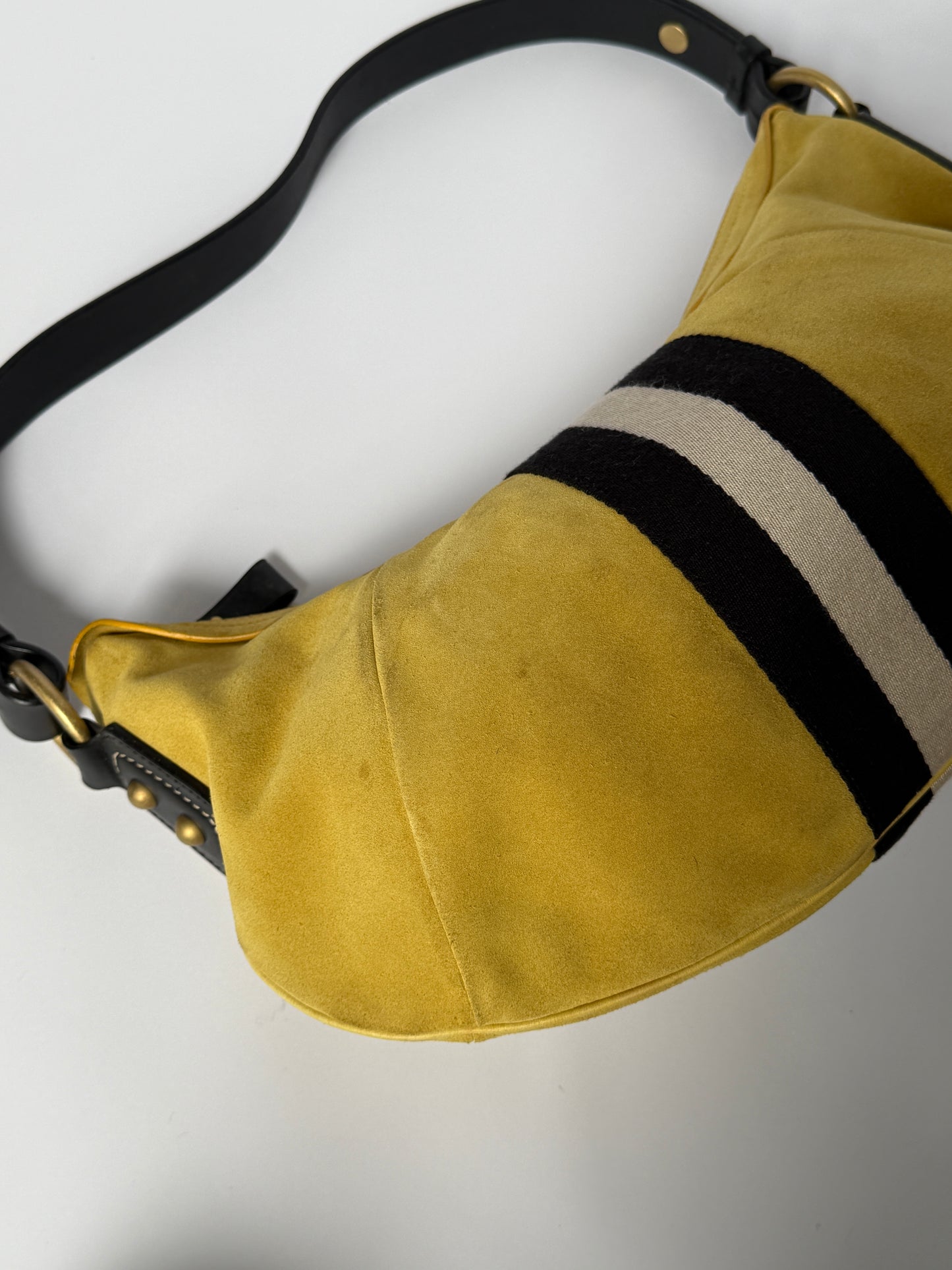 Bally Trainspotting Yellow Suede Hobo Bag