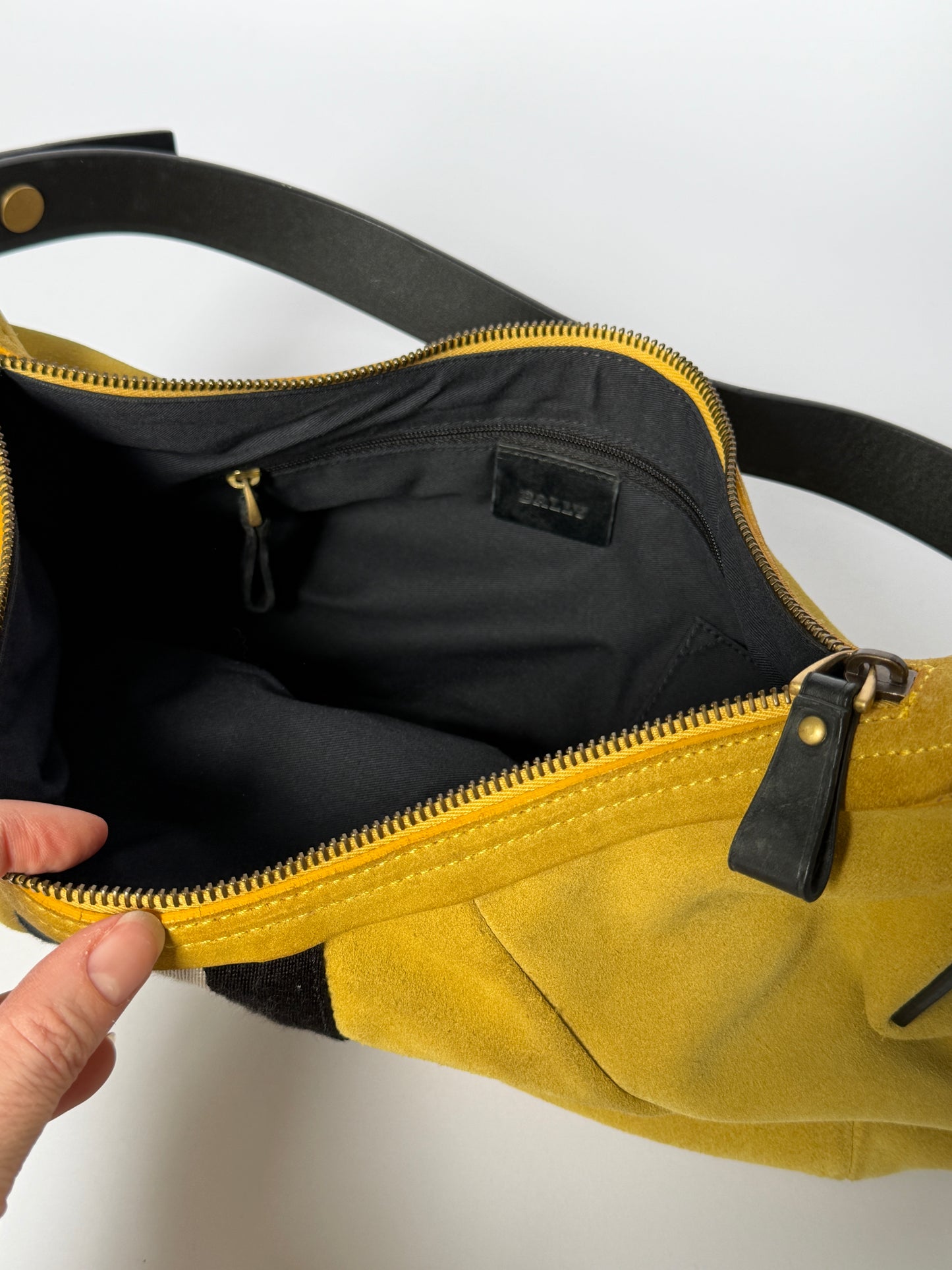 Bally Trainspotting Yellow Suede Hobo Bag