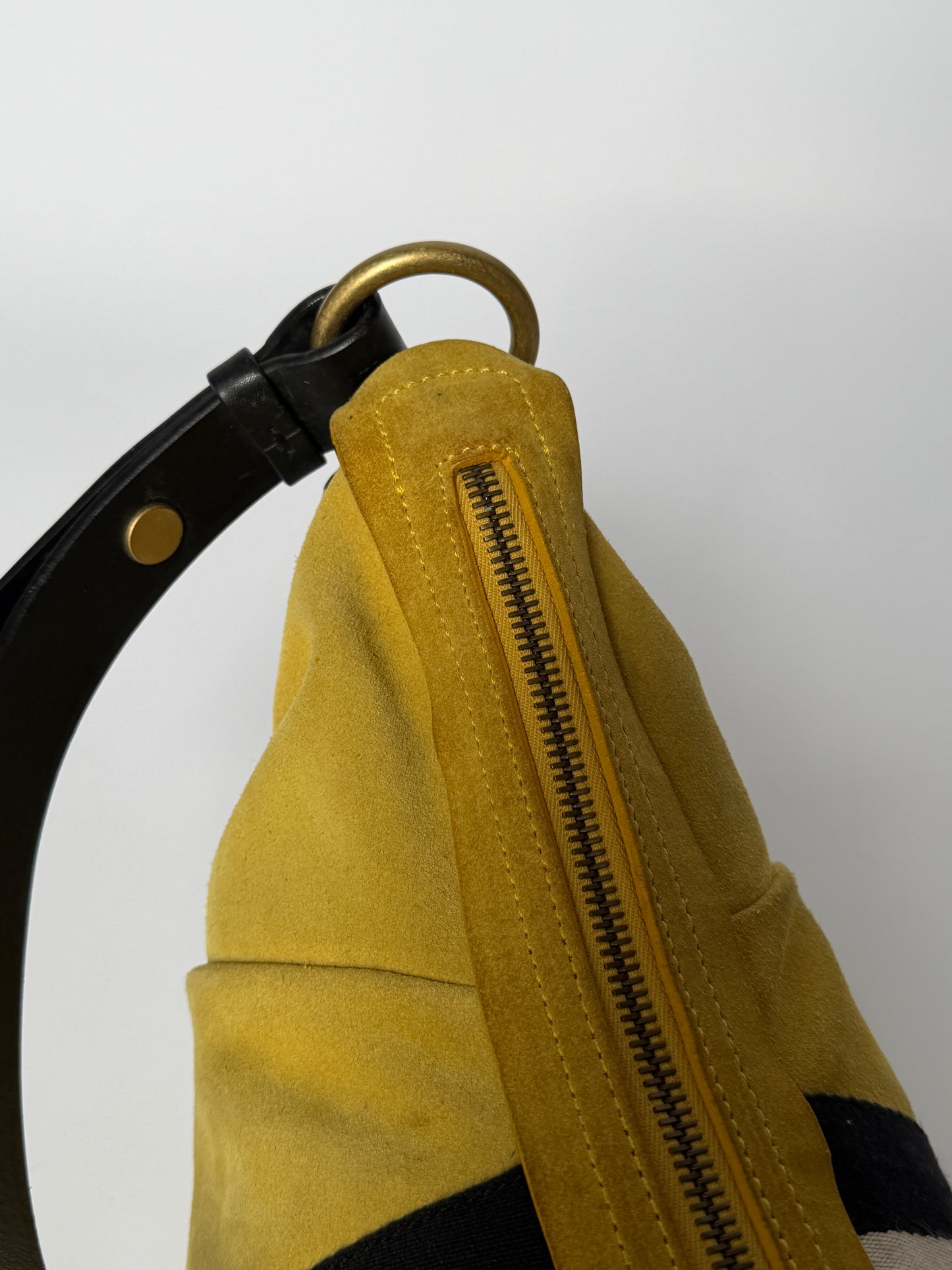 Bally Trainspotting Yellow Suede Hobo Bag