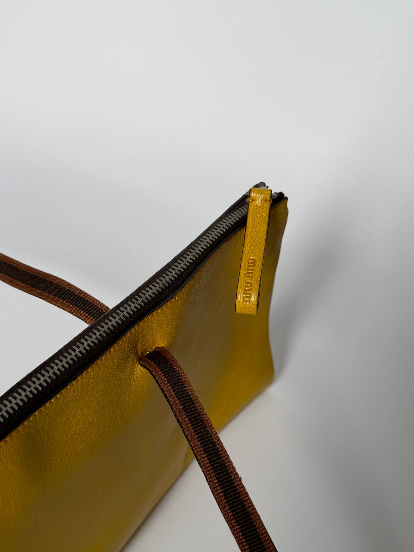 Miu Miu Vintage Yellow East-West Leather Tote