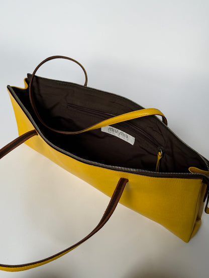Miu Miu Vintage Yellow East-West Leather Tote