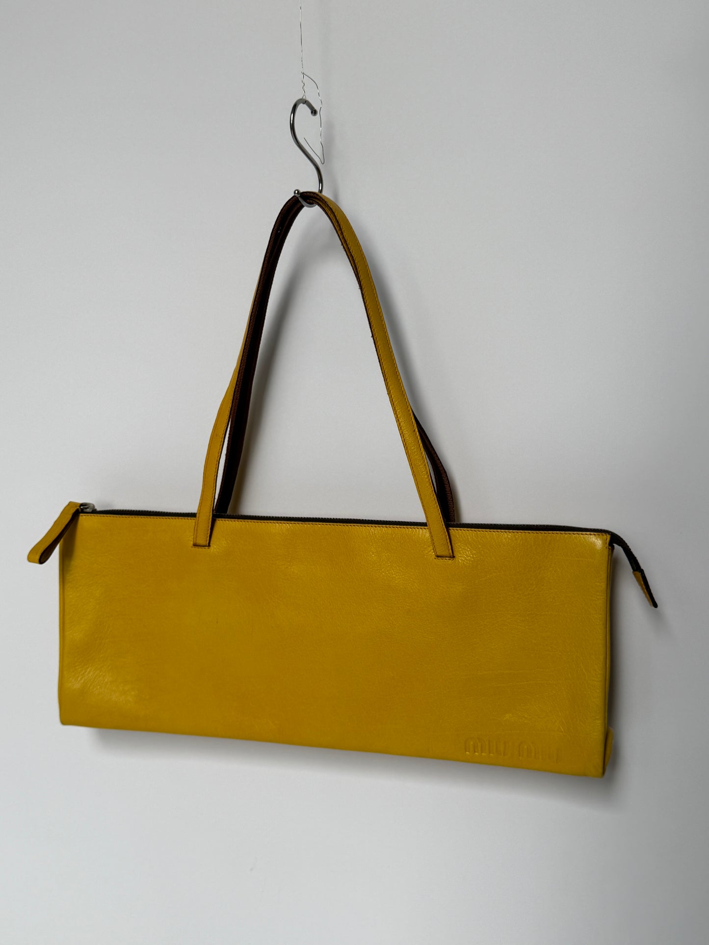 Miu Miu Vintage Yellow East-West Leather Tote