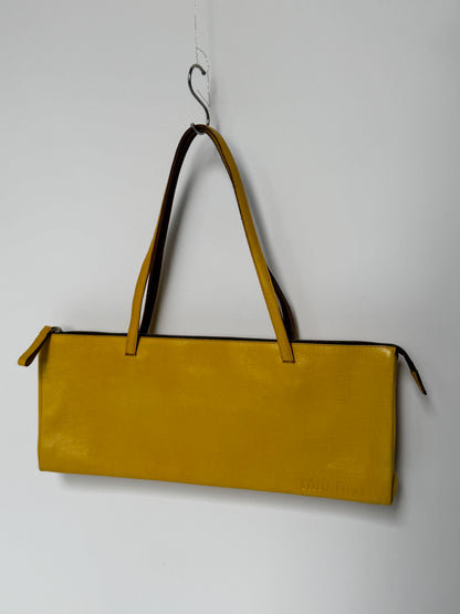 Miu Miu Vintage Yellow East-West Leather Tote