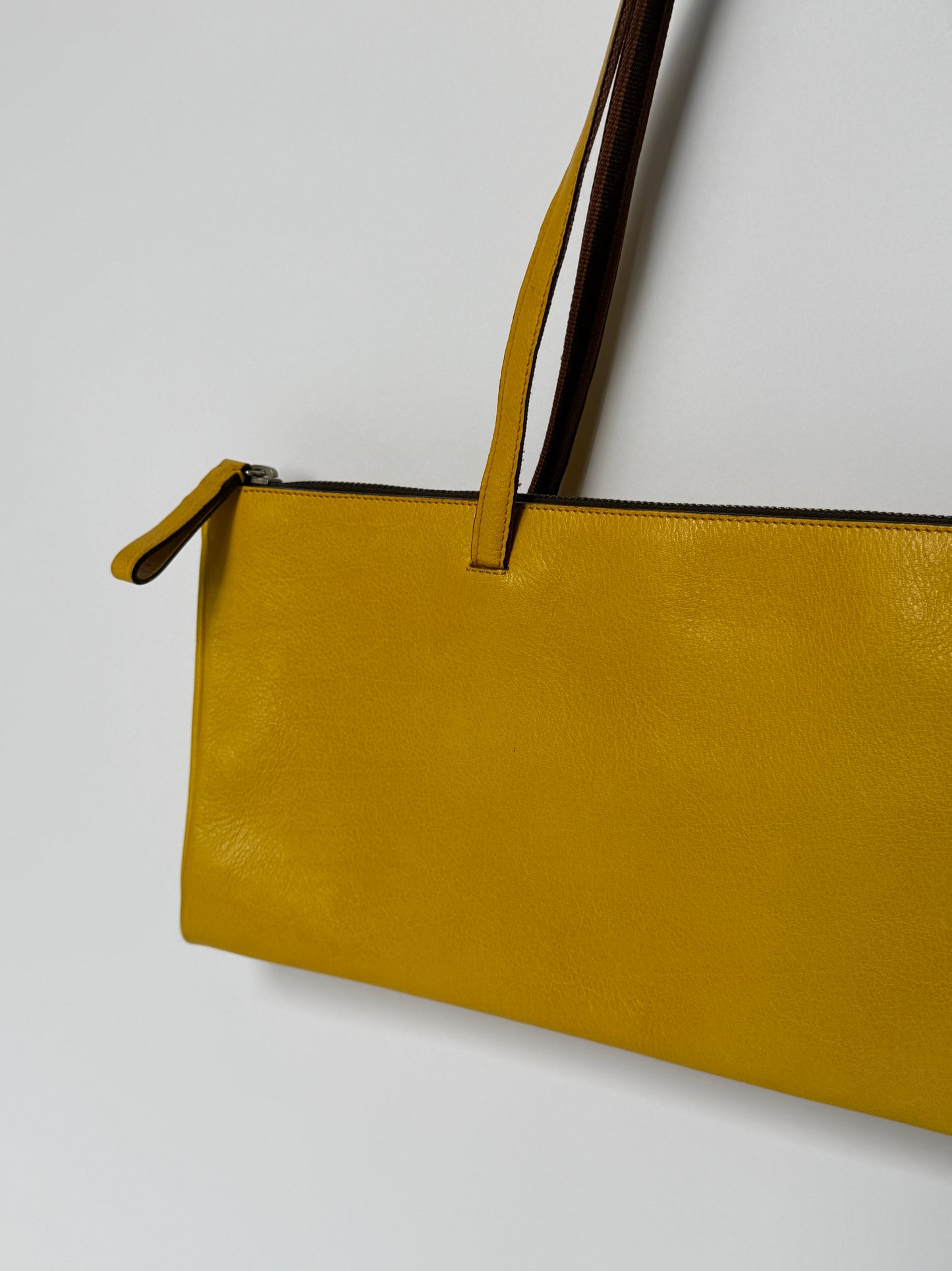 Miu Miu Vintage Yellow East-West Leather Tote