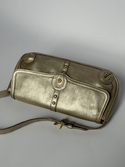 Silvery Champagne Leather Shoulder Bag