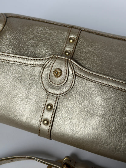 Silvery Champagne Leather Shoulder Bag