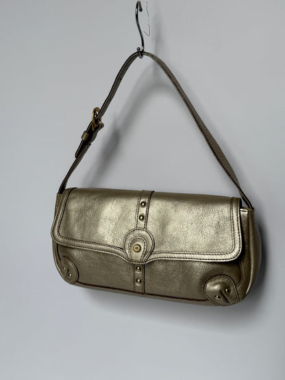 Silvery Champagne Leather Shoulder Bag