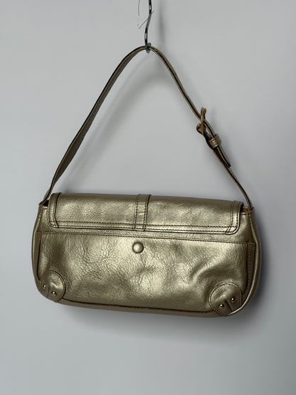 Silvery Champagne Leather Shoulder Bag