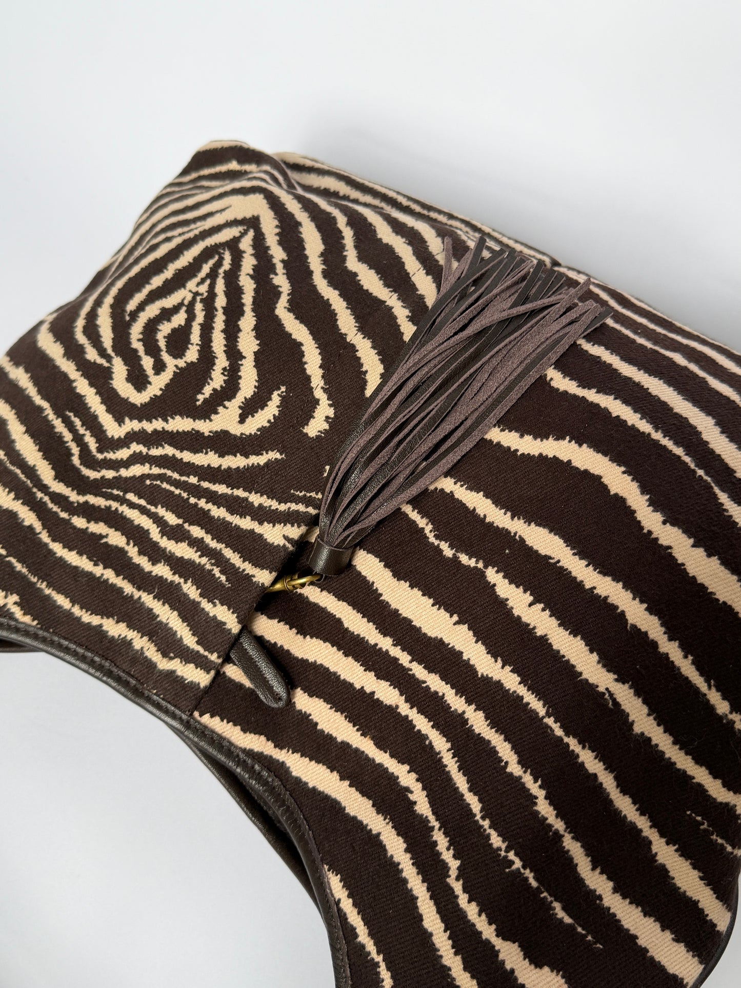 Zebra Print Canvas Shoulder Bag
