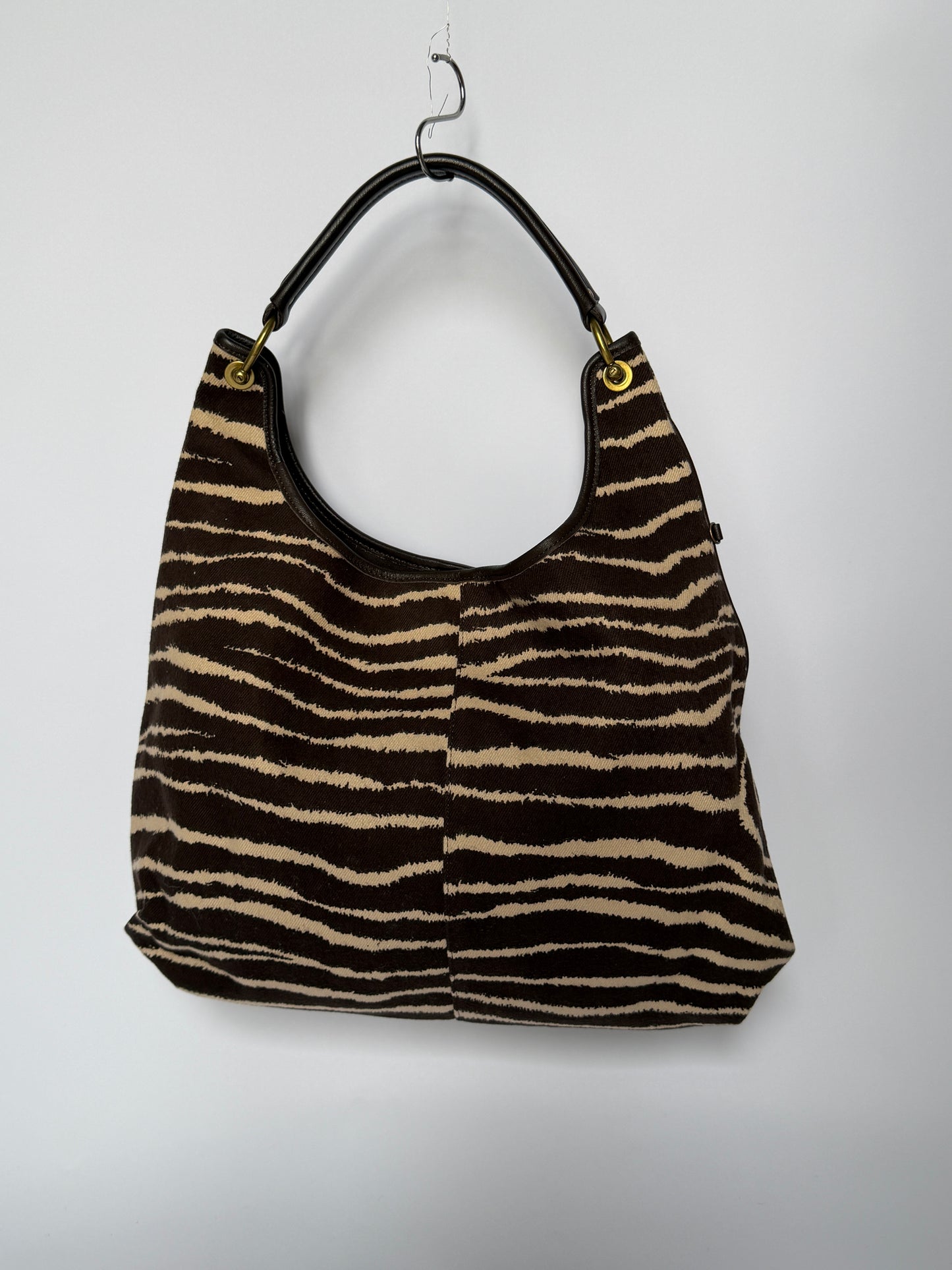 Zebra Print Canvas Shoulder Bag