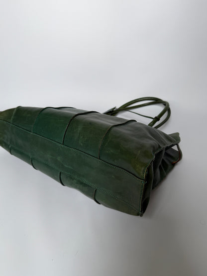 Forest Green Leather Padlock Tote