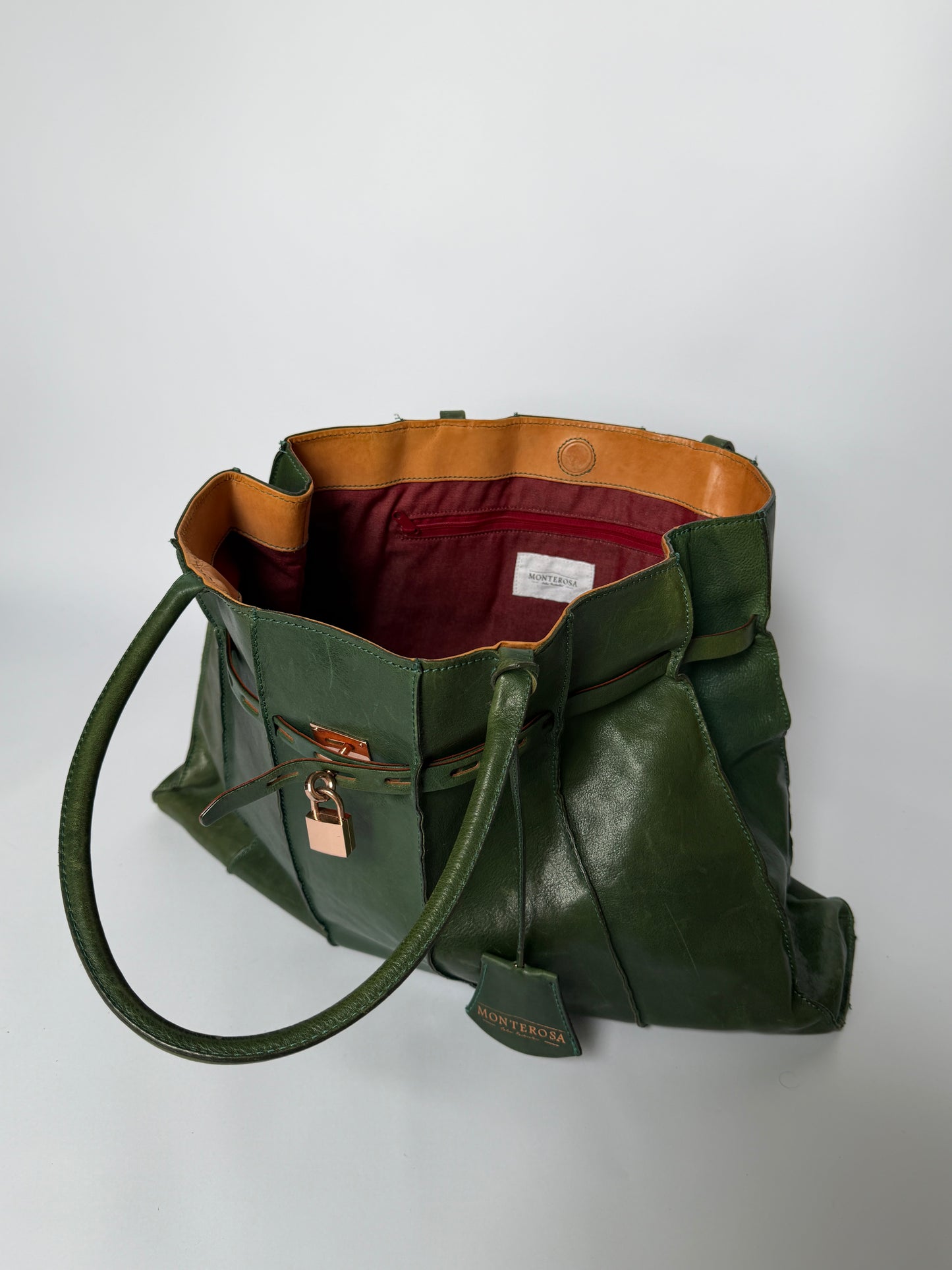 Forest Green Leather Padlock Tote