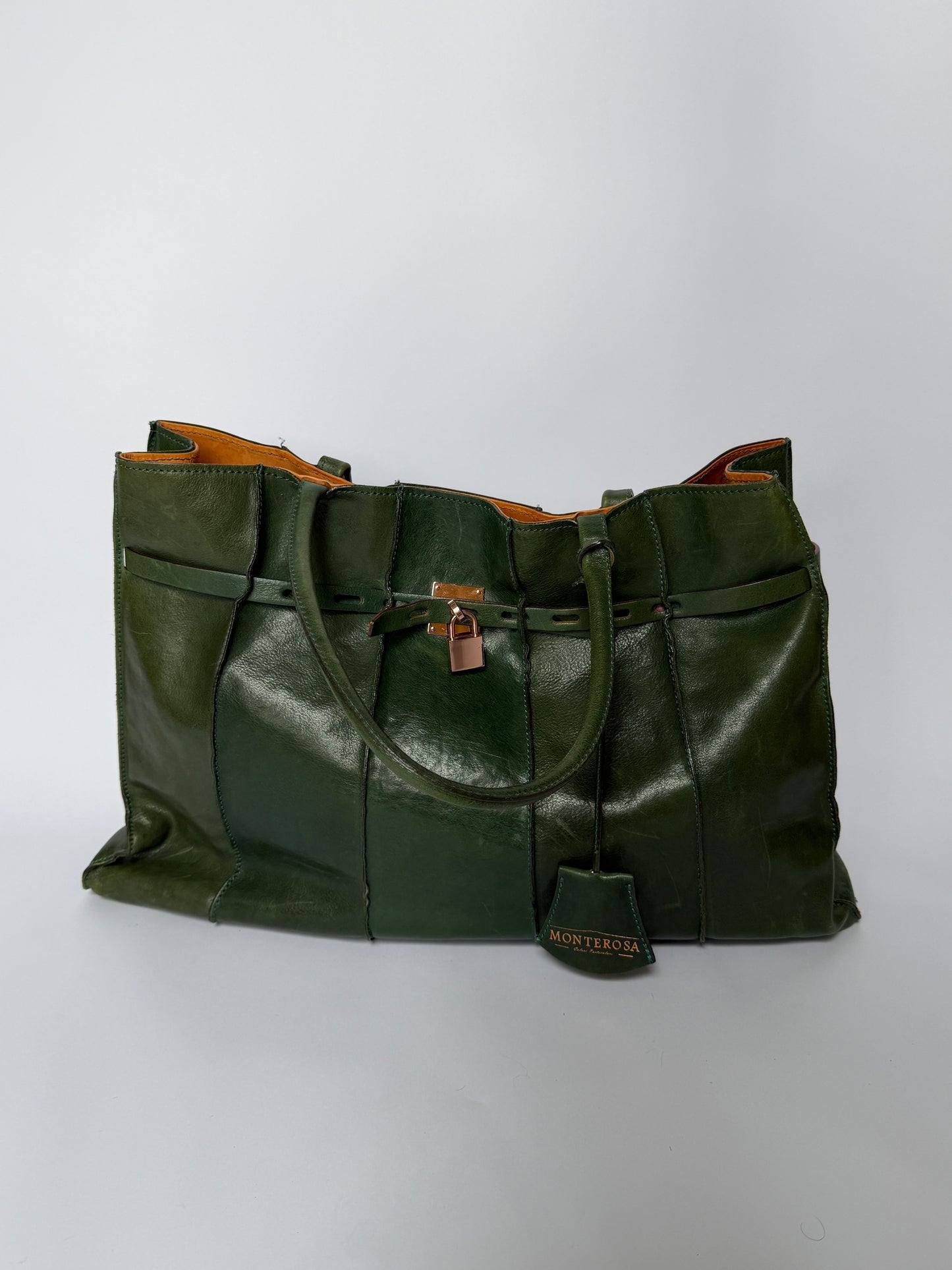 Forest Green Leather Padlock Tote